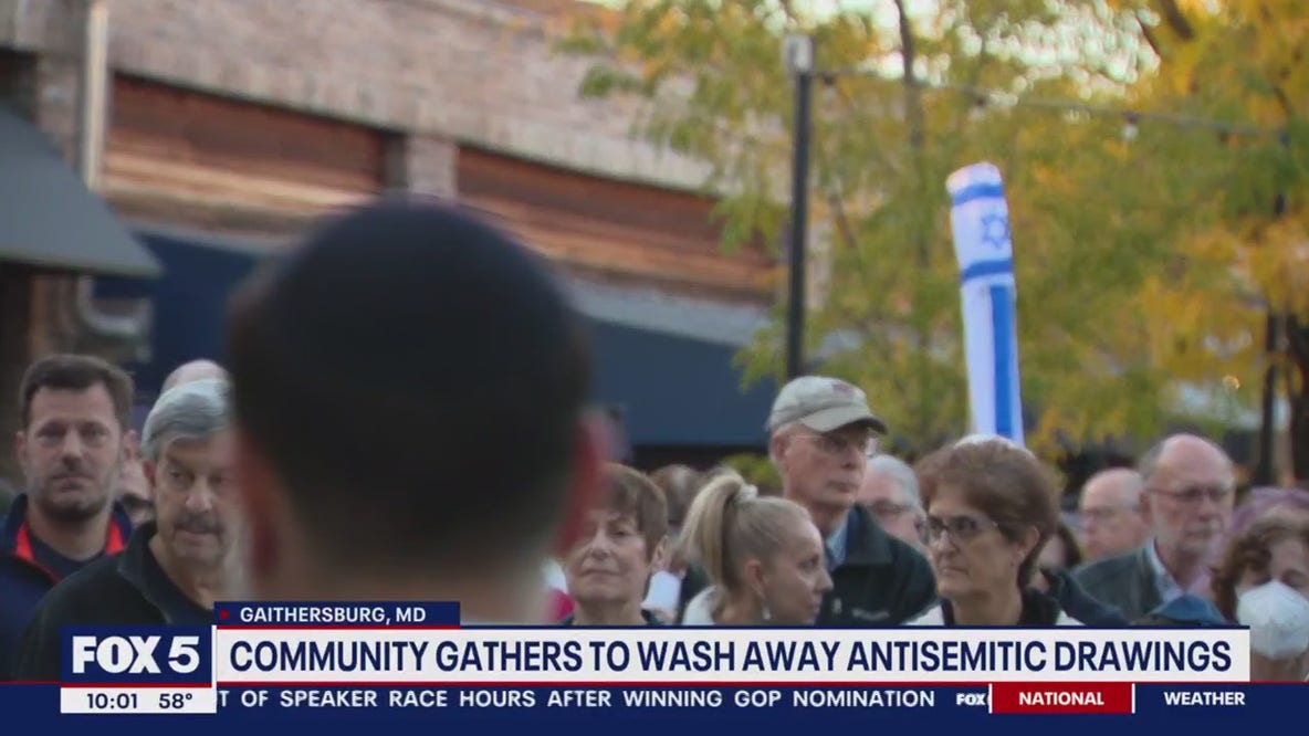 Community gathers for 'Wash Away the Hate' event after anti-semitic drawings found at Gaithersburg shopping center